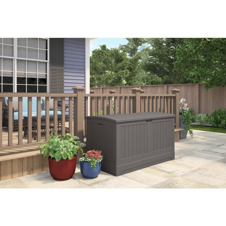 Suncast 200 Gallon Water Resistant Deck Box in Stoney & Reviews